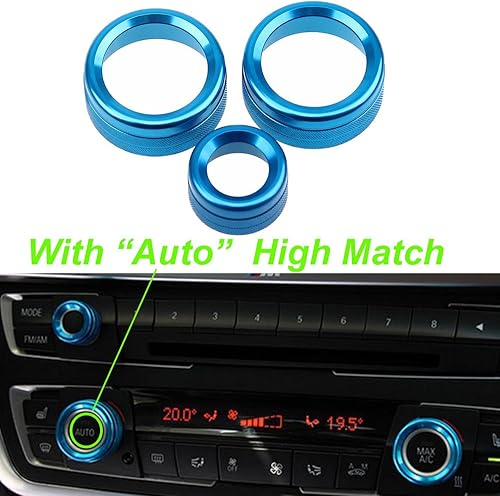 PolarLander 3Pcs / Lot Bagues de climatisation de Voiture Radio Volume Poignet Anneau Couvre décoratif Cercle Trim Low Match Bleu - Poukt