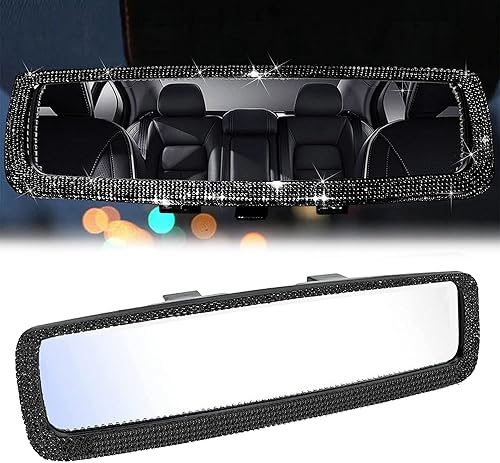Retroviseur Interieur Voiture Deco, Accessoire Voiture Interieur Decoration, Accesoire Voiture Intérieur Femme, Accessoires Décoration Intérieure Universel Strass Girly Retroviseur Bling Soleil Miroir - Poukt