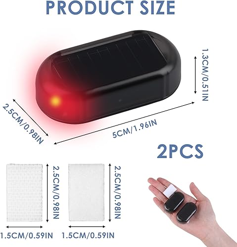 Lot de 2 L'alarme Solaire de Voiture, Alarmes LED Solaires Voiture, Alarme Voiture Anti vandalisme Clignotement Nocturne Automatique, Système Anti-vol Flash Protection Antivol pour Voiture Moto Bateau - Poukt