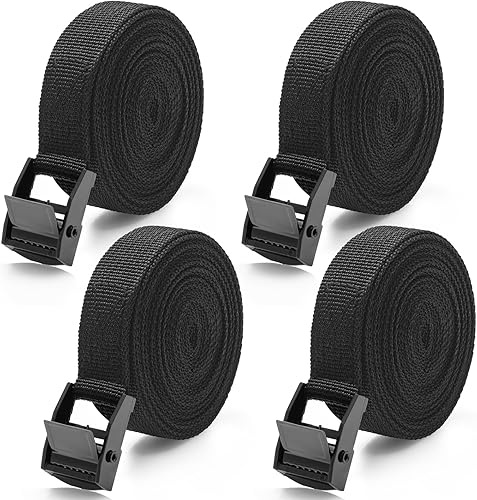 Cozary 4 Pièces Sangles d'arrimage 3M, Sangle de Serrage Largeur 20MM, Sangle Arrimage avec Boucle, Sangle Valise Voyage à Charge Maximale 250KG, Sangle Moto Remorque - Poukt