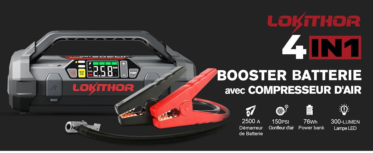 LOKITHOR Booster Batterie Voiture avec Compresseur