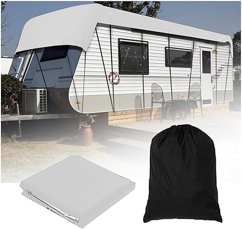LFLIFENG Housse Camping Car Tissu Oxford 210D Housses pour Camping-Car Et Caravane Résistant Au Vent, à La Pluie Et à La Neige Solette pour Caravane,Grey-9.5m×3m - Poukt