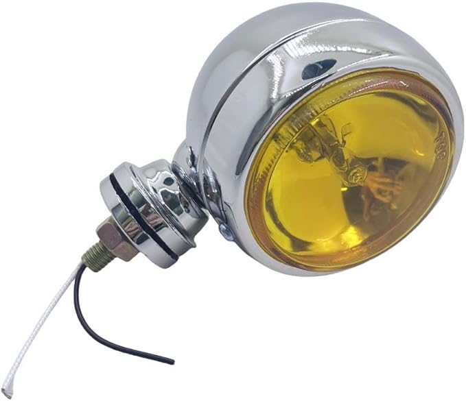 Feu antibrouillard rond universel chromé pour moto, lentille jaune, phare auxiliaire avant pour moto Ducati Honda Benelli Yamaha - Poukt