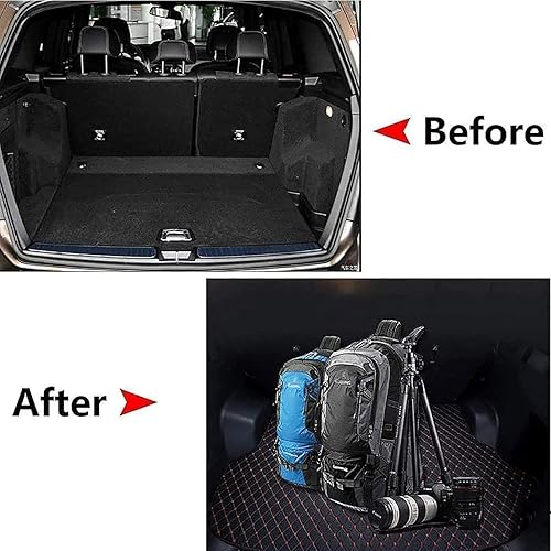 SZFCL Cuir Tapis Coffre Voiture pour Volkswagen T-Roc R-Line 2019-2023 2024 Lower Layer, Antidérapant Imperméable Protection Coffre Cargaison Doublure Accessories,Black-1 - Poukt