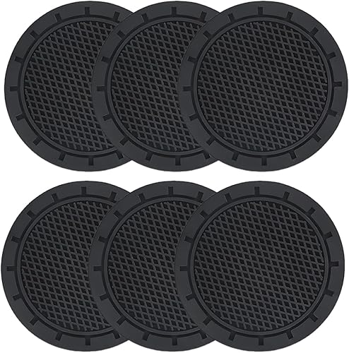 ZXUPOI 6 pcs sous Verres Voiture Universel Anti Dérapant Silicone Porte Gobelet en PVC Épais Coaster Voiture Universels Tapis pour Gobelets Automobiles Caboteur Tasse Voiture - Poukt