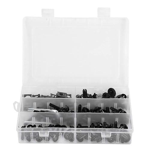 Qiilu vis cpour Arenage moto, 173 pièces Kit de boulons de carénage de moto vis de carrosserie de pare-brise écrous matériels pour moto(Noir) - Poukt