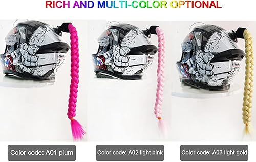 Aublinto Tresses De Casque De Moto,Tresse De Casque Moto,Queue De Cheval Casque,Casque De Moto Tresses Perruque Queue De Cheval Ventouse DéTachable,Queue De Cheval Casque Moto,Bleu Royal - Poukt