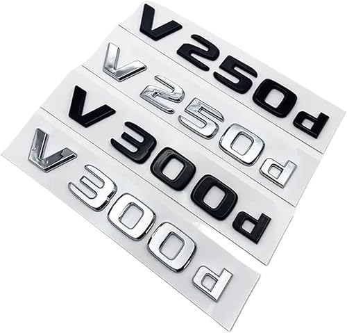 Emblème ABS 3D V250d V300d Compatible avec la Classe V W447, Badge de Coffre, Plaque signalétique, Logo Autocollant(Silver v220d) - Poukt