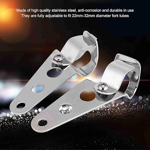 KIMISS 2 Pièces Support de Fourche Réglable de Supports de Phare de Moto D'acier Inoxydable 28mm-34mm(Argent) - Poukt