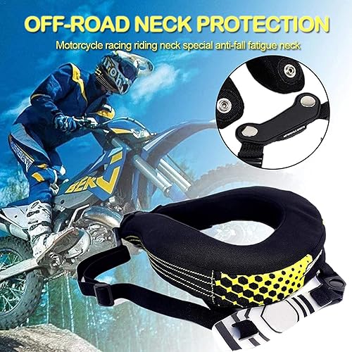 EnweKapu Protège Nuque Motocross, Collier Cervical Moto, Anti Soulage La Fatigue, Minerve Cervicale pour Motos, Vélos, Ski, Snowboard, Patinage - Poukt