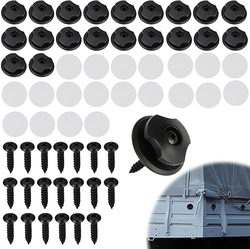 20 Boutons de Fixation pour Coffre de Voiture, Boutons en Plastique Robustes avec Vis pour Filet de Remorque, Fixation pour Filet de Coffre, Accessoires de Véhicule, Fixation en Plastique Noir - Poukt