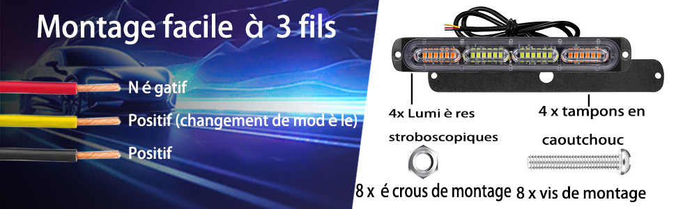 LED orange feu de freinage stroboscopique