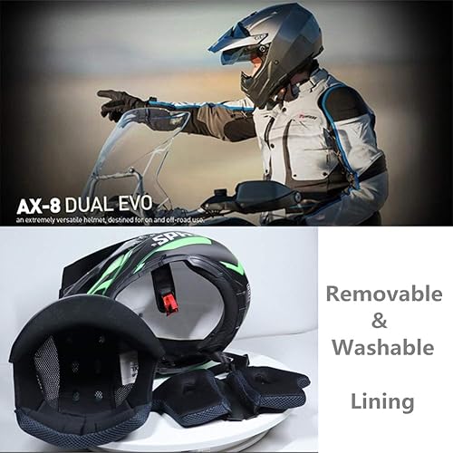 MRDEAR Casque VTT Integral avec Visiere, Blanc et Vert, Casque Motocross Adulte Casque Moto Cross Downhill Velo Quad BMX Scooter Road Race Enduro, Ventilation Réglable/ Doublure Amovible - Poukt