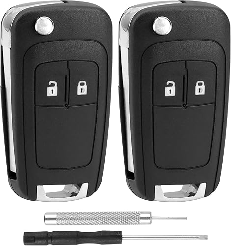 Lot de 2 coques de clé de voiture à 2 boutons de rechange compatibles avec Chevrolet Aveo Matiz Cruze Captiva Spark Orlando Trax et Opel Astra Insignia Mokka Corsa Adam Karl Vectra Zafira Meriva - Poukt