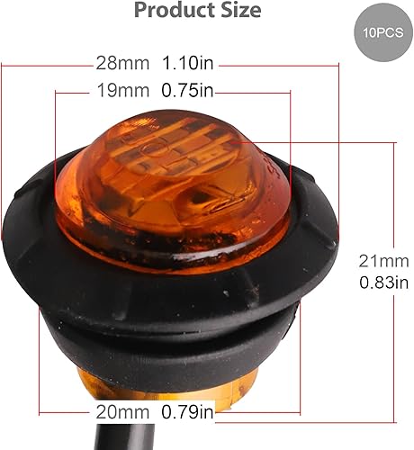 10 Pièces Ronde LED Ampoules Indicateurs 12V DC, Ampoule LED Voiture, Mini Feux de Position Latéraux Étanches, Feux Arrière, Feu de Gabarit, Éclairage de Dégagement pour Remorque, Camion, Bateau - Poukt