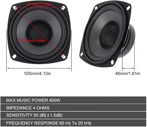 DriSentri 2 Pièces Car Haut-Parleur Audio 400W Voiture à 2 Voies HiFi Coaxial Encein de Haut-Parleur Porte Audio Auto Stéréo Séplet Freency Speakers - Poukt