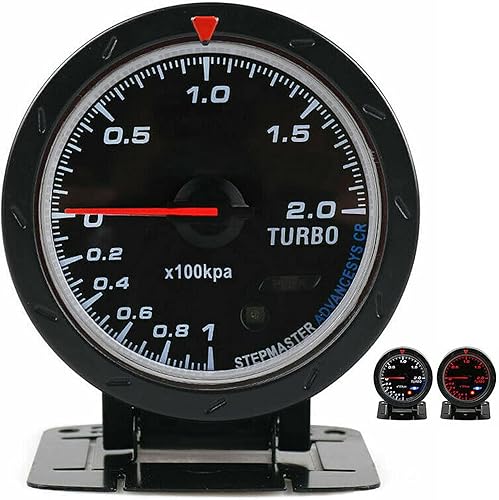 Compteur de Pression de Jauge Turbo Boost 0‑200 Kpa Rétro-éclairage LED 60 Mm/2,5 Pouces de Diamètre Universel pour Voiture 12 V - Poukt