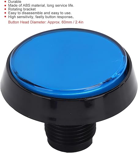 Boutons D'arcade, Bouton-Poussoir de Jeu 60mm Grand Bouton-Poussoir LED Rond de 2,4 Pouces avec Micro-Interrupteur, Bouton-Poussoir Lumineux à LED 12V pour Console de Jeux Vidéo - Poukt
