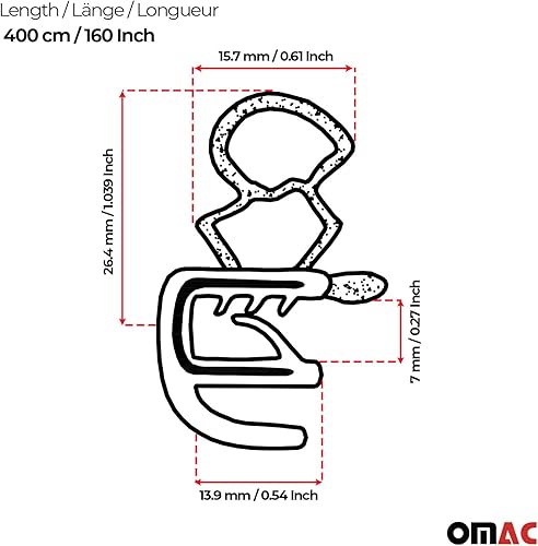 OMAC Joint de porte de voiture en caoutchouc 4 m - Protection des bords - Compatible avec Citroën Berlingo 1996-2009 - Poukt