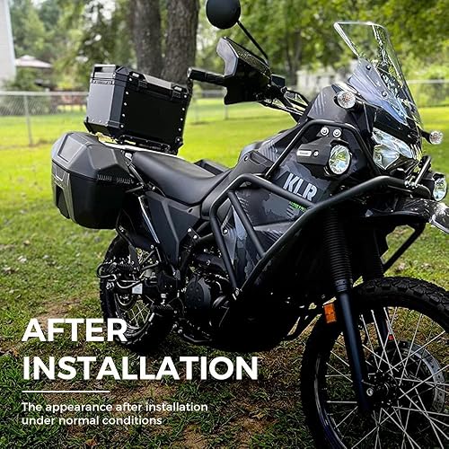 Top Case Moto, Coffre de Moto Universel, Top Case Motos en Aluminium étanche, avec Serrure de Sécurité et Plaque de Base, Double clé, Autocollant Réfléchissant, pour Casque Bagages (Argenté, 65L) - Poukt