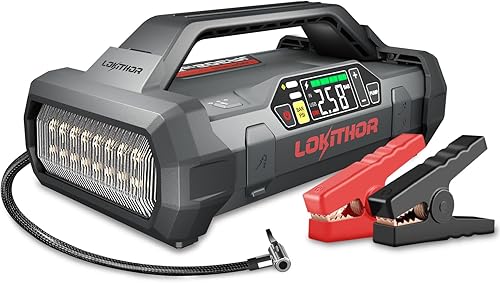 LOKITHOR JA302 Booster Batterie Voiture 2500A avec 150 PSI Compresseurs d'air 12V Démarreurs de Batterie au Lithium (pour Jusqu'à 8.5L Gas ou 6.5L Gazole) Jump Starter avec Lampe LED,36 Mois en Veille - Poukt