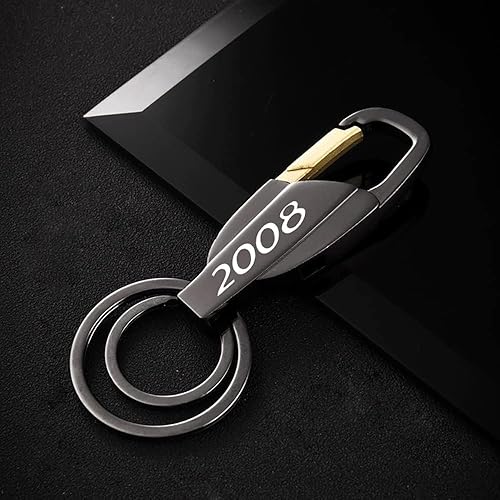 LJJWIW Voiture Porte Clés pour Peugeot 2008 3008 5008,Esthétique Durable Porte,Porte Clef avec Le Logo,Porte Clé Portable Multifonction,Homme Cadeaux Auto Accessoires,2008 - Poukt