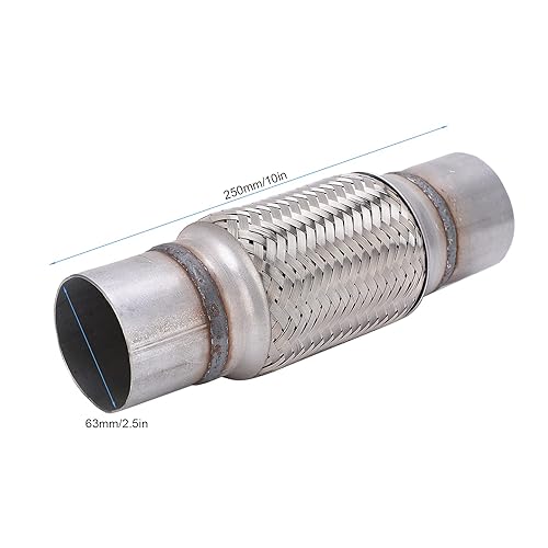 GAESHOW Tuyau Flexible D'échappement en Acier Inoxydable, 2.5 x 10 in Tuyau D'échappement Tressé, Universal Reparaturrohr pour Les Raccords de Tuyaux D'échappement - Poukt