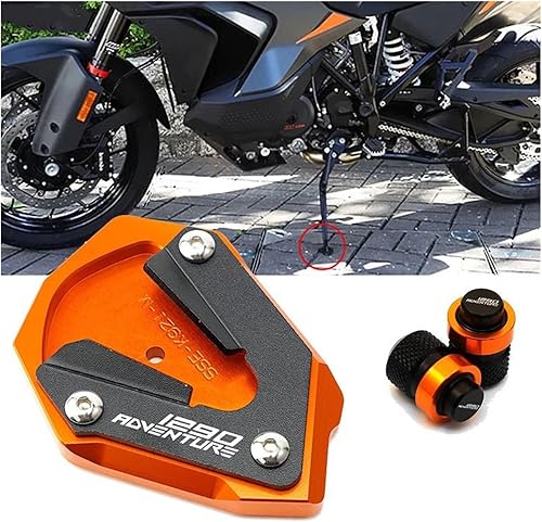 pour KT@&M 1290 Super Adventure S 1290 SAS 2021 2022 2023 Accessoires De Moto Bouchons De Valve Béquille Coussinet De Pied Extension De Support Latéral(Orange Set-Super ADV) - Poukt