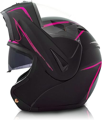 Intégraux Moto Modulables Casque Adulte Intégral Casques Dot/ECE Homologué avec Anti-Buée Visière pour Scooter Moped Locomotive Cruiser Motocross Racing Homme Femme E,XS - Poukt