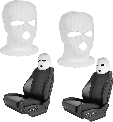 2 pièces Housse d'appui-tête Respirante,Couvre-tête de siège de Voiture,Couvre-tête de siège de Voiture Universel et Amusant,Housses de siège de Voiture personnalisées et Amusantes,Blanc - Poukt