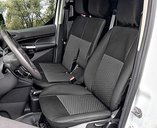Housses de siège Tailor fabriquées sur mesure pour Ford Transit Connect II à partir de 2014 - Revêtement noir - Poukt
