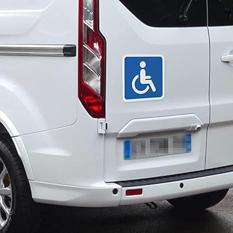Lot de 2 autocollants pour handicapé handicapé pour usage extérieur pour voiture, camionnette, camion (15 x 15 cm, carré) - Poukt