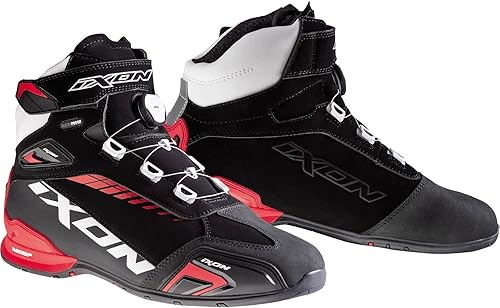 Ixon 508111004102744 Chaussures Moto Mixte, Noir/Blanc/Rouge, 44 - Poukt