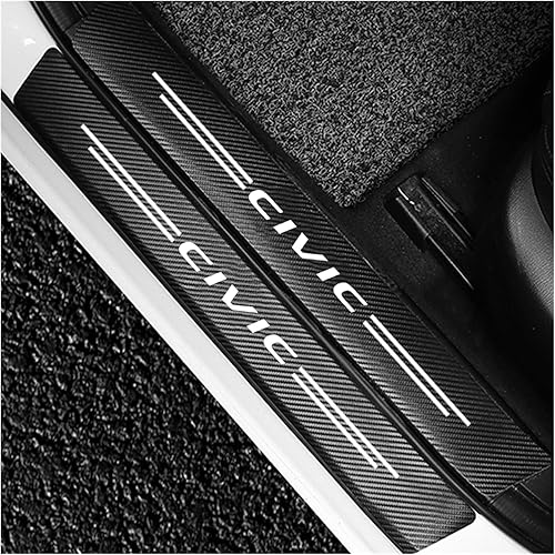 Protecteur de seuil de Voiture pour Ho-nda Civic 7 8 9 10 2021 2020 2019 2018 2017 2016 2015 2014-2001, 4PCS Autocollant en Fibre De Carbone De La Porte De La Porte De La Voiture - Poukt