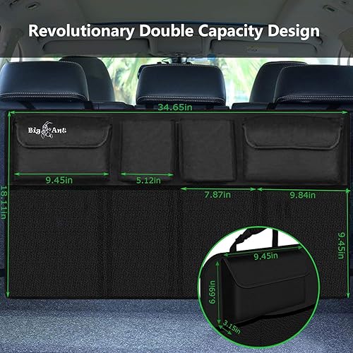 Big Ant Organisateur de Voiture Rangement Voiture, Organisateur de Coffre de Voiture Imperméable, Coffre Rangement Voiture, Organiseur de Coffre Filet Rangement Voiture Pour Voiture/SUV - Poukt