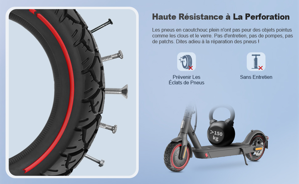 8,5 x 2,5-3,0 - Pneu plein 8,5 pouces - Pneus solides pour une largeur de jante de 5,4 à 5,6 cm