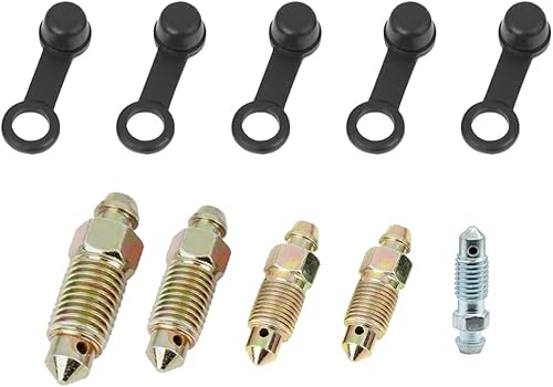 Vis de Purge Frein Boulon Banjo Vis Purge D'étrier Frein Banjo Boulon Purgeur Boulon Vis avec Capuchon M6x1 M7x1 M8x1.25 M10x1 M10x1.25 Bleeder Vis pour Motocyclette 5 pièces - Poukt