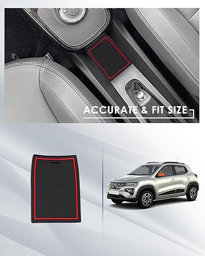 GIUD Dacia Spring Electric 2022 2023 Tapis Anti-dérapants, Anti-poussière pour Console Centrale Porte-gobelets, Accessoires Dacia Spring (Rouge) - Poukt