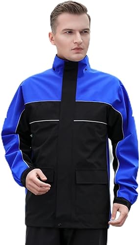 YLZBA Tenue de Pluie Moto Homme,Combinaison de Pluie Velo (Veste + Pantalon) 100% étanche, Respirante,Combinaison Imperméable à Capuche Imperméable et Réfléchissante Pantalon de Pluie - Poukt