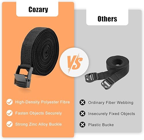 Cozary 4 Pièces Sangles d'arrimage 3M, Sangle de Serrage Largeur 20MM, Sangle Arrimage avec Boucle, Sangle Valise Voyage à Charge Maximale 250KG, Sangle Moto Remorque - Poukt