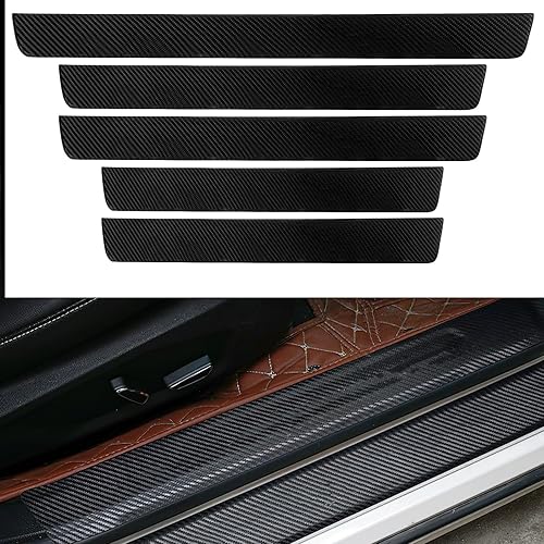 TNSLAND 5 Pièces Protection Seuil de Porte Voiture de Carbone Autocollant Protection, Anti-Scratch and Abrasion Protecteur de Seuil de Porte, Protection pour Pare-Chocs Auto - Poukt