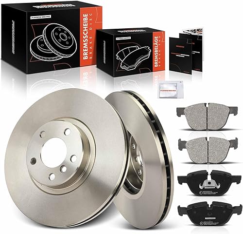 Frankberg Lot de 2 disques de frein + 4 plaquettes de frein avec lubrifiant pour essieu avant Compatible avec X5 E70 xDrive30 xDrive35 xDrive40 xDrive48 2008-2013 X6 E71 E72 Replace# 34116771986 - Poukt