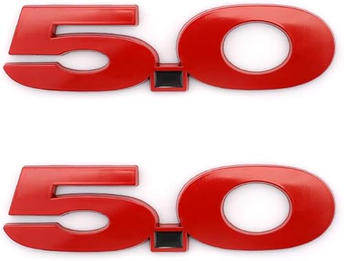 Lot de 2 emblèmes de rechange 3D en métal 5.0 pour garde-boue Mustang GT 2.3T - Accessoires automobiles - Décoration (rouge) - Poukt