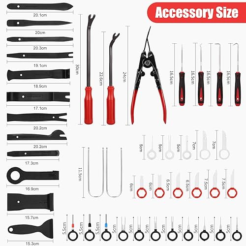 Birshe Outils De DéMontage De Garnitures Trousse, 43 Outil de Suppression de Radio Audio, Outils de démontage de Garnitures pour Panneau Accessoires Porte Autoradio Tableau De Bord De Voiture (Rouge) - Poukt