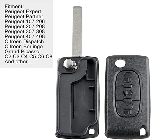 AULESSE Peugeot Coque de Clé Télécommande 2 Boutons 433 MHz PCF7961 Puce, Clé Complète avec Electronique à Programmer pour Peugeot/Ci-tro-en 207 307 308 408 CE0536 Clé à Distance de Voiture - Poukt