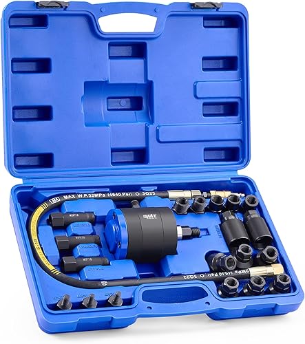 Orion Motor Tech 23 PCS Kit Extracteur d'Injecteur Pneumatique pour Moteurs Diesel, Vibration à Air 5-8 Bars, avec 19 Adaptateurs, Marteau Extracteur, Tuyau de Rallonge et Connecteurs EU US - Poukt