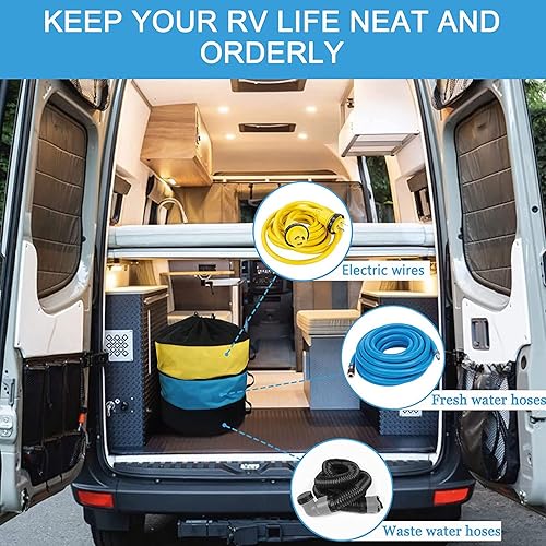Sacs de Rangement pour Camping-cars Sacs de Rangement pour Tuyaux de Camping-car Sac Multifonctionnel D'accessoires de Camping-car pour Tuyaux D'égout Tuyaux D'eau Noire Fraîche (3 couches) - Poukt