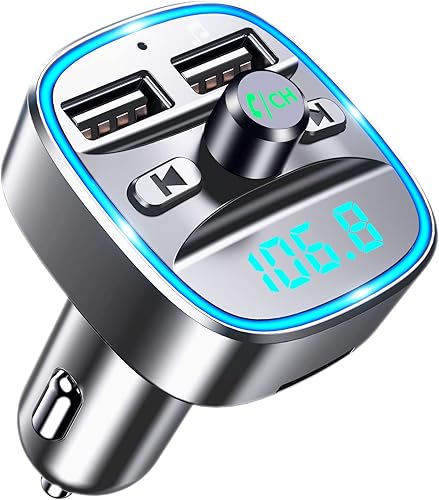 Mohard Bluetooth Voiture, Dual Ports USB Transmetteur FM Bluetooth Adaptateur Radio Lecteur de Musique MP3 sans Fil pour Appels Mains Libres avec Écran LED, Support pour Carte TF et Clé USB - Poukt