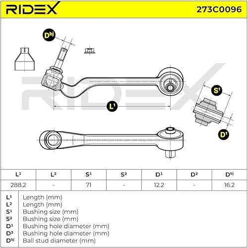 RIDEX 273C0096 Bras de suspension arrière, inférieur, Essieu avant droit - Poukt