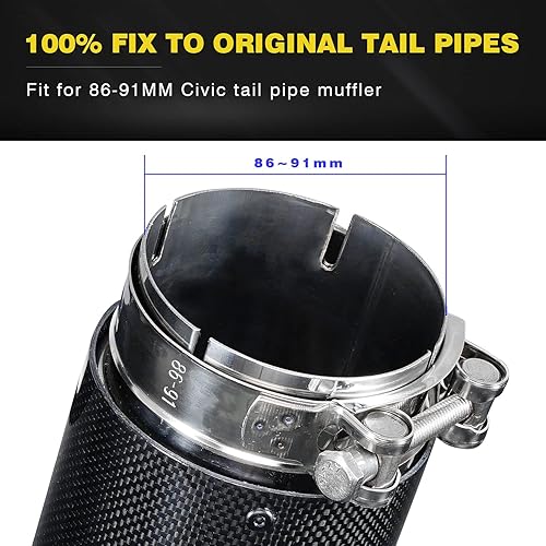 Archaic Embout d'échappement de voiture compatible avec Honda Civic Hatchback 2016-2021, tuyau d'extrémité de garniture de queue de silencieux en acier pour 10th Gen Civic - Poukt